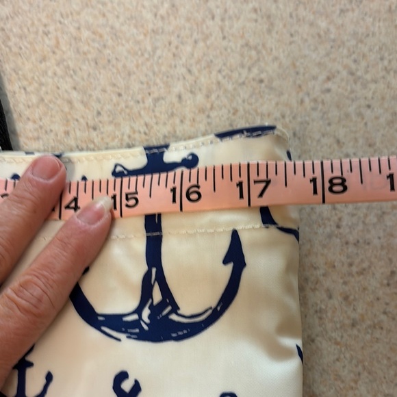 Nautical Anchor Print Tote Bag - White and Navy - Picture 9 of 11